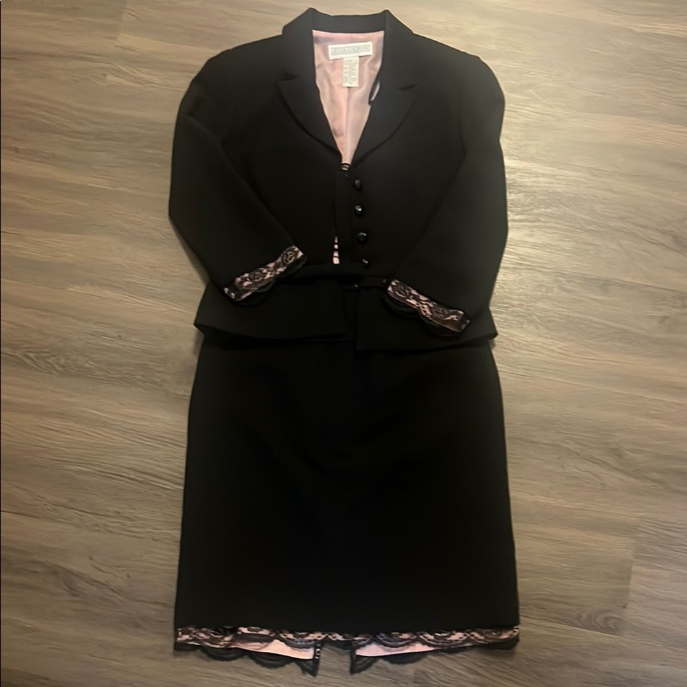 Black Suit with Lace Trim